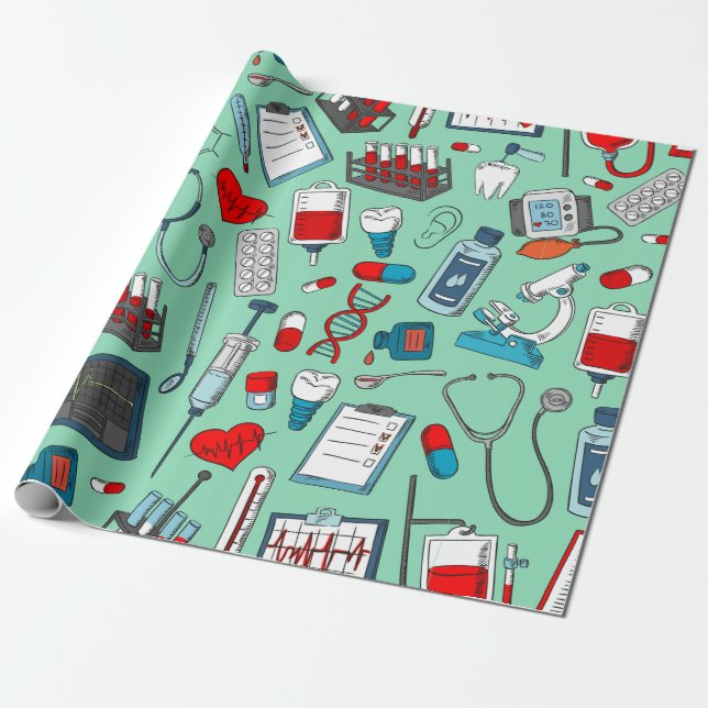 Nurse, Doctor, Medical Professional Themed  Wrapping Paper (Unrolled)