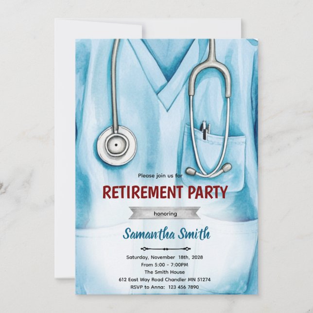 Nurse doctor retirement invitation (Front)