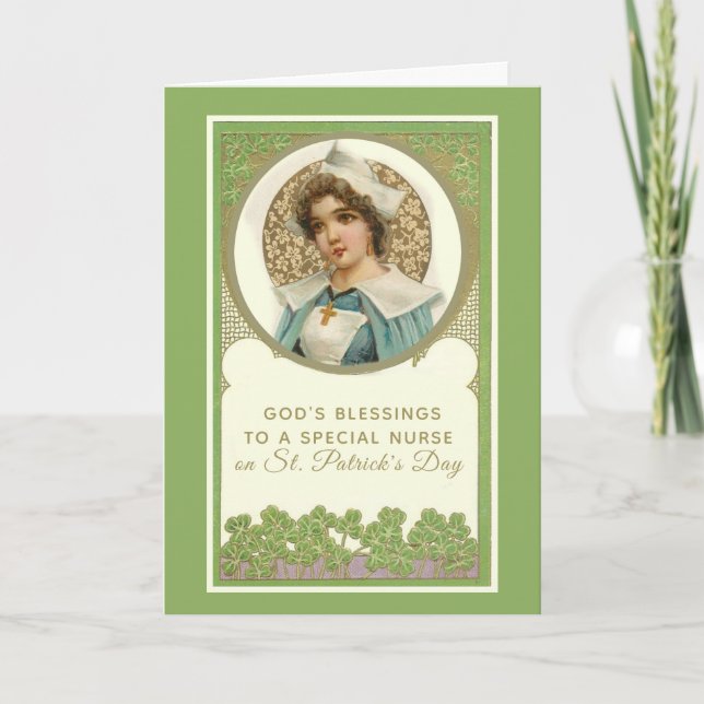 Nurse Doctor St. Patrick's Day Blessing Prayer Card (Front)