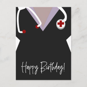 Nurse Doctor Vet Character Uniform Birthday Postcard
