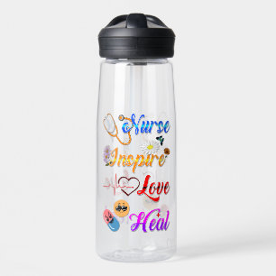 Nurse Drinkware Inspire Love Heal Med Therapist Water Bottle