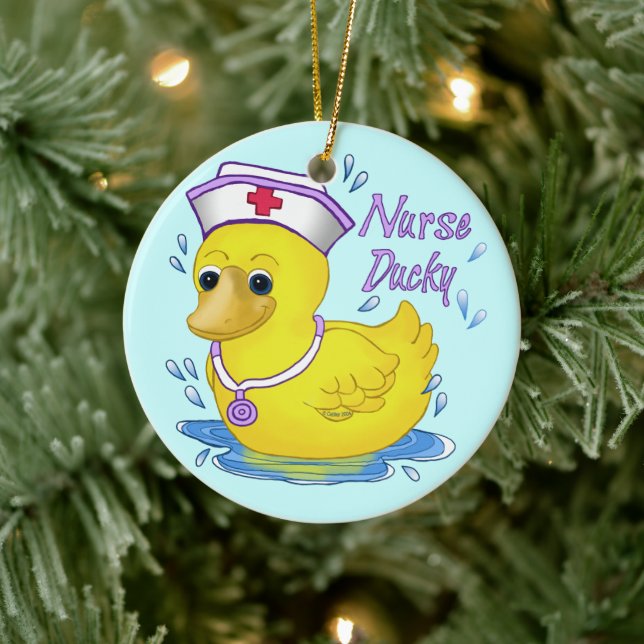 Nurse Ducky Ceramic Ornament (Tree)