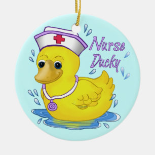 Nurse Ducky Ceramic Ornament