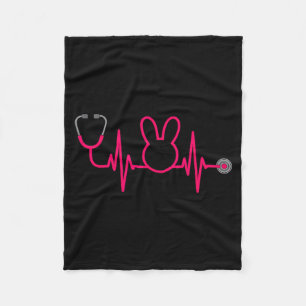 Nurse Easter Bunny Nursing Heartbeat for Women and Fleece Blanket