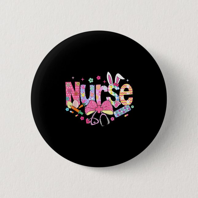 Nurse Easter Day Cute Coquette Stethoscope Nursing 6 Cm Round Badge (Front)
