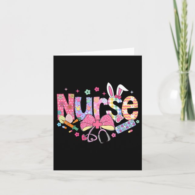 Nurse Easter Day Cute Coquette Stethoscope Nursing Card (Front)
