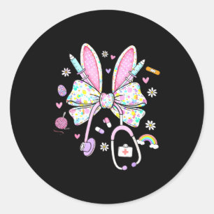Nurse easter day cute coquette stethoscope nursing classic round sticker