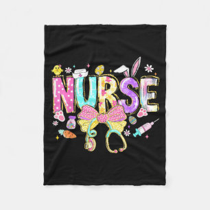 Nurse Easter Day Cute Coquette Stethoscope Nursing Fleece Blanket