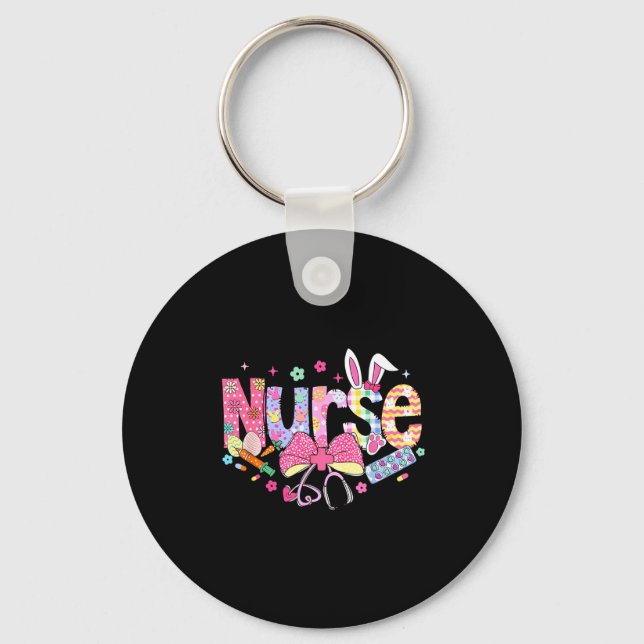 Nurse Easter Day Cute Coquette Stethoscope Nursing Key Ring (Front)