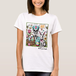 Nurse Easter Day Skeleton Cute Bunny Eggs Coquette T-Shirt