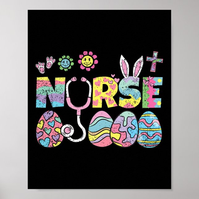 Nurse Easter Egg Hunting Spring Nursing Rn Men Wom Poster (Front)