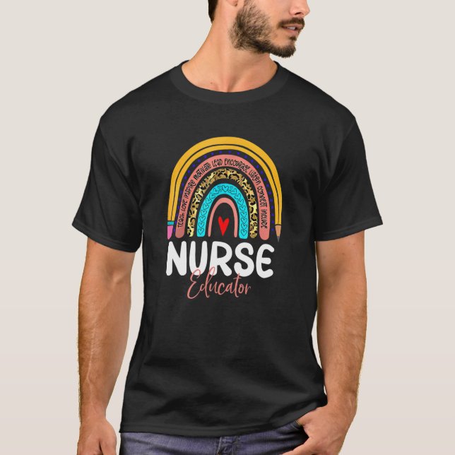 Nurse Educator Leopard Rainbow Back To School Nurs T-Shirt (Front)