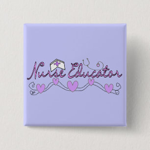Nurse Educator Pink Hearts Design 15 Cm Square Badge