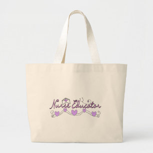 Nurse Educator Pink Hearts Design Large Tote Bag