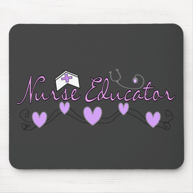 Nurse Educator Pink Hearts Design Mouse Pad (Front)