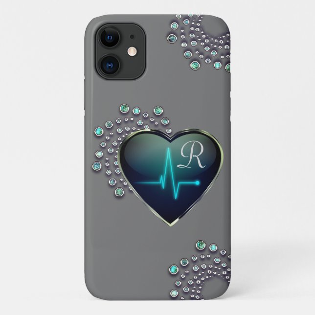 Nurse EKG heart and jewel Case-Mate iPhone Case (Back)