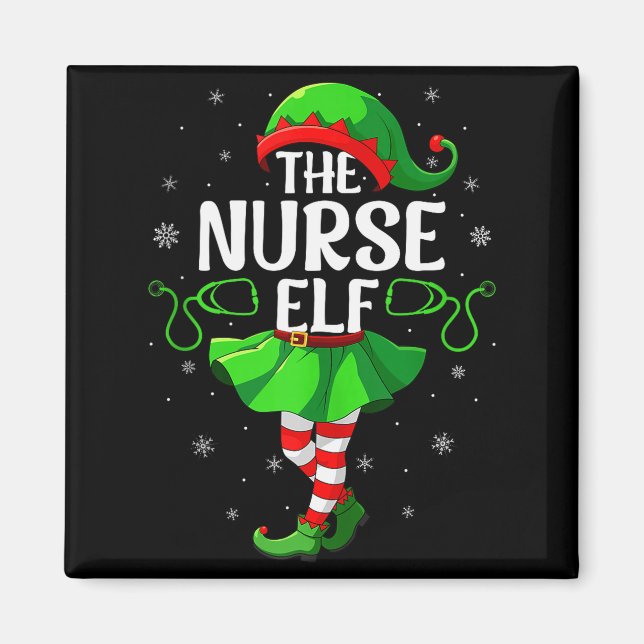 Nurse Elf Christmas Girls Women Elf Squad Xmas Fam Magnet (Front)