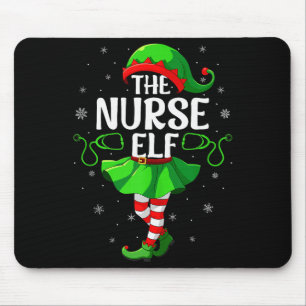 Nurse Elf Christmas Girls Women Elf Squad Xmas Fam Mouse Pad