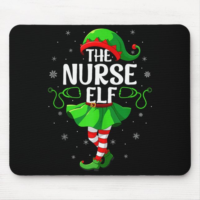 Nurse Elf Christmas Girls Women Elf Squad Xmas Fam Mouse Pad (Front)