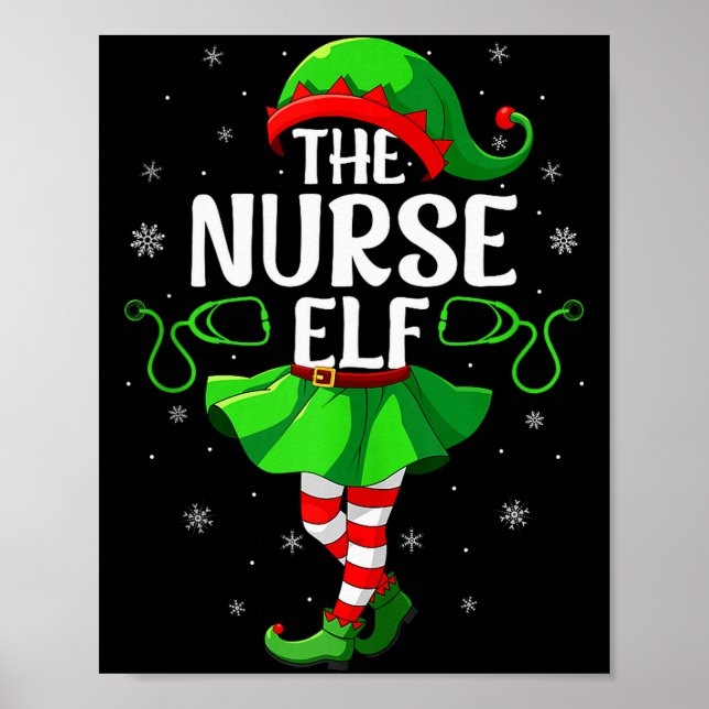 Nurse Elf Christmas Girls Women Elf Squad Xmas Fam Poster (Front)