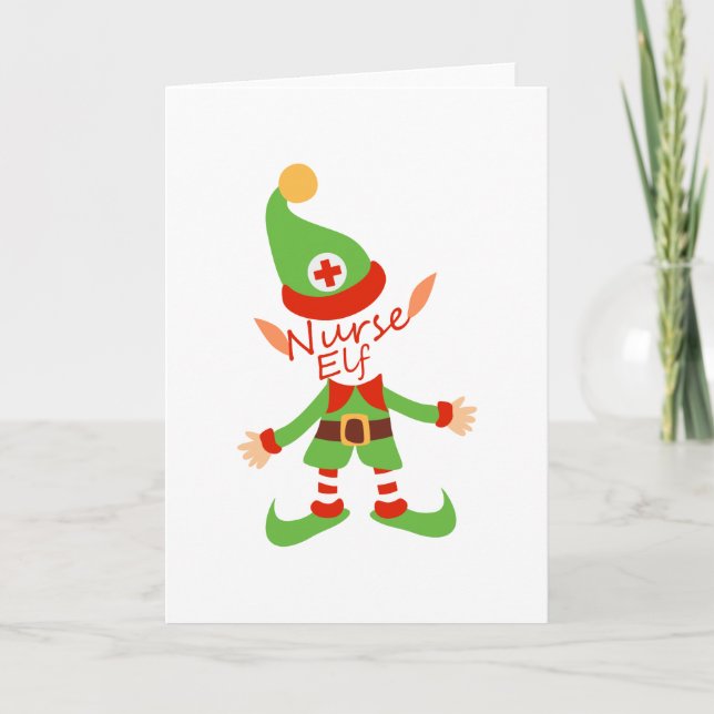Nurse Elf Christmas Nursing Gifts Holiday Card (Front)