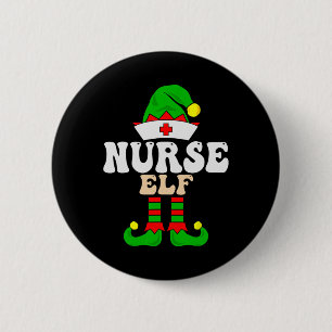 Nurse Elf Xmas Matching Family Group Christmas Par 6 Cm Round Badge