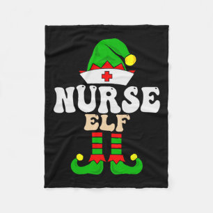 Nurse Elf Xmas Matching Family Group Christmas Par Fleece Blanket