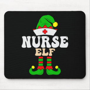 Nurse Elf Xmas Matching Family Group Christmas Par Mouse Pad