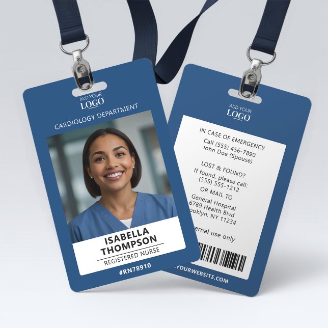 Nurse Employee Hospital Logo Medical Blue Photo ID ID Badge (Creator Uploaded)