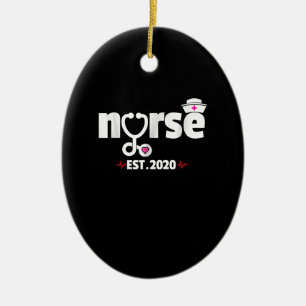 Nurse Est 2020 RN Nursing School Graduation Ceramic Ornament