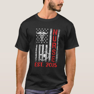 Nurse Est 2025 Patriotic Nursing School RN USA Fla T-Shirt