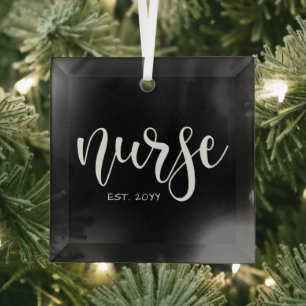 Nurse Est Custom Year Student Nurse RN graduation Glass Tree Decoration