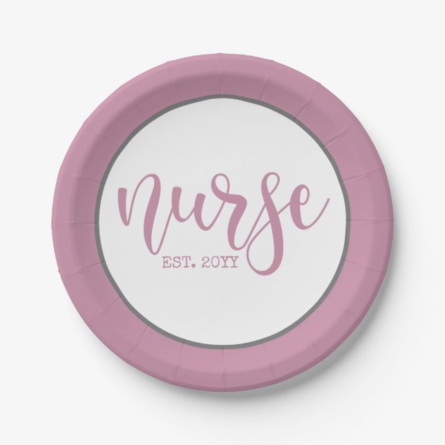 Nurse Est Custom Year Student Nurse RN graduation Paper Plate (Front)