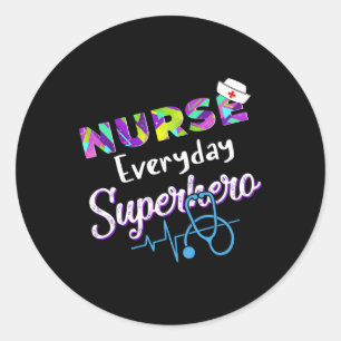 Nurse Every Day Superhero Colouring International  Classic Round Sticker