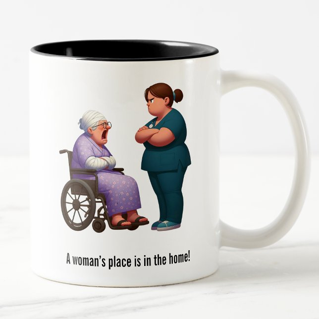 Nurse Face-Off With Feisty Granny Two-Tone Coffee Mug (Creator Uploaded)