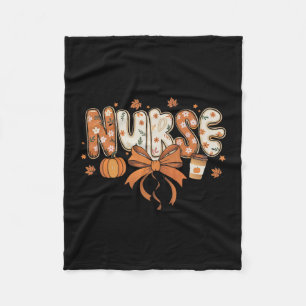 Nurse Fall Autumn Pumpkin Spice Coffee Thanksgivin Fleece Blanket