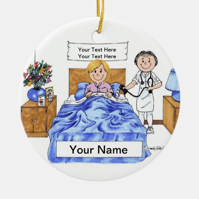 Nurse - Female, Adult Female Patient Ceramic Ornam Ceramic Ornament (Front)