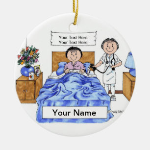 Nurse - Female, Adult Female Patient Ceramic Tree Decoration