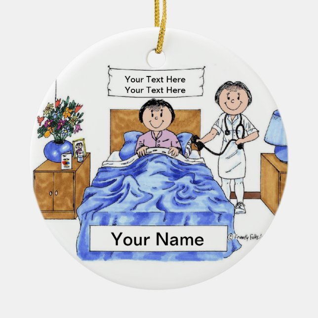 Nurse - Female, Adult Female Patient Ceramic Tree Decoration (Front)