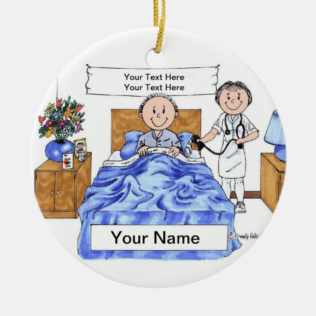Nurse - Female, Adult Male Patient Ceramic Ornament (Front)