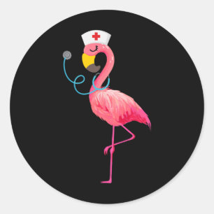 Nurse Flamingo - Funny Flamingo Lover Nursing  Classic Round Sticker