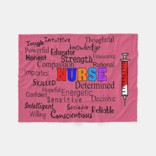 Nurse Fleece Blanket Describing Words Pink