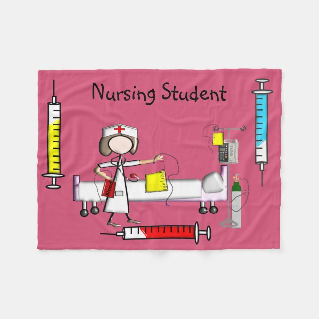 Nurse Fleece Blanket Pink #5 (Front (Horizontal))