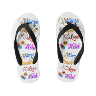 Nurse Flops Inspire Love Heal Med Therapist Kid's Thongs