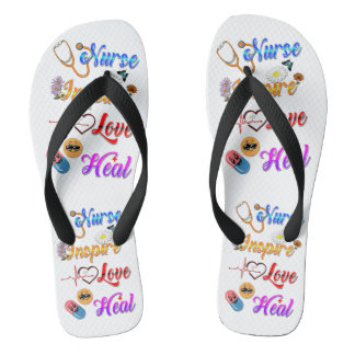 Nurse Flops Inspire Love Heal Med Therapist Thongs