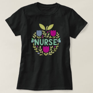 Nurse Floral Tulip Design T-Shirt