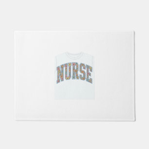 Nurse Floral Varsity Lettering Shirt Design_1 Doormat