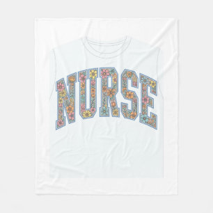Nurse Floral Varsity Lettering Shirt Design_1 Fleece Blanket