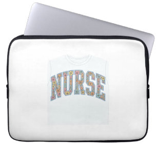 Nurse Floral Varsity Lettering Shirt Design_1 Laptop Sleeve