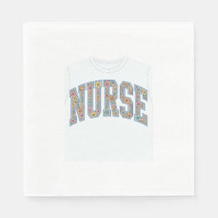 Nurse Floral Varsity Lettering Shirt Design_1 Napkin